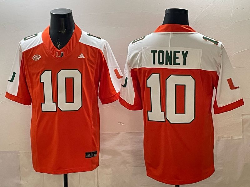 Men 2026 Miami Hurricanes #10 Toney Orange 3th generations Nike Limited NCAA Jersey 012